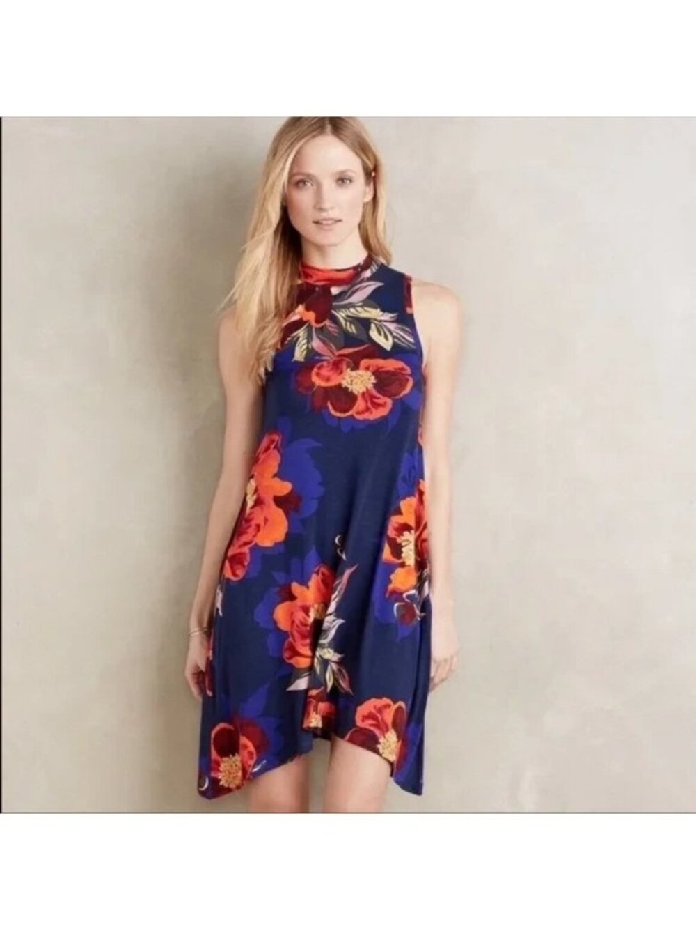 Maeve Anthropologie dress size XS multi color sleeveless mock neck colorful